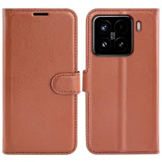 Xiaomi 15 Fodral Litchi L&auml;der Brun