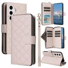 Samsung Galaxy S25 Fodral Rhombus L&auml;der Beige