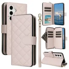 Samsung Galaxy S25 Fodral Rhombus L&auml;der Beige