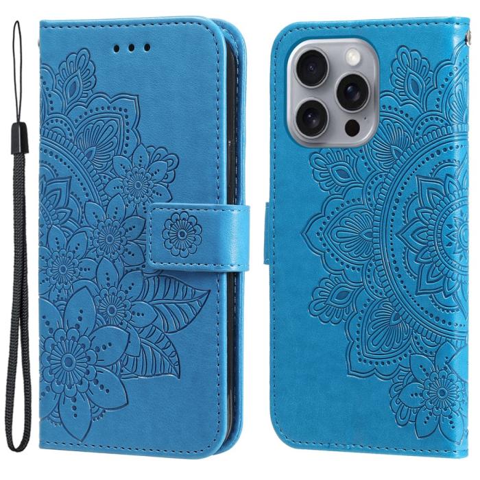 Bild 1, iPhone 16 Pro Fodral Mandala Läder Blå