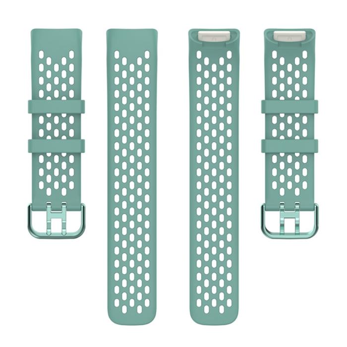 Bild 5, Fitbit Charge 6 / 5 Armband Silikon Ihåligt Svartaktig Grön