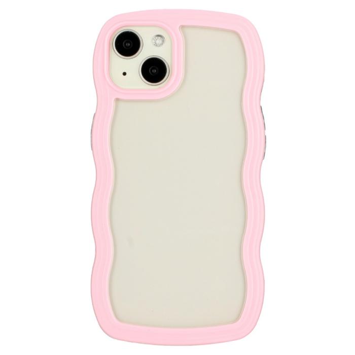 Bild 1, iPhone 14 Skal Wavy Hybrid Transparent/Rosa
