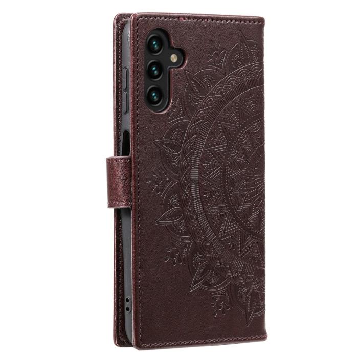 Bild 5, Samsung Galaxy S24 Fodral Mandala Läder Brun