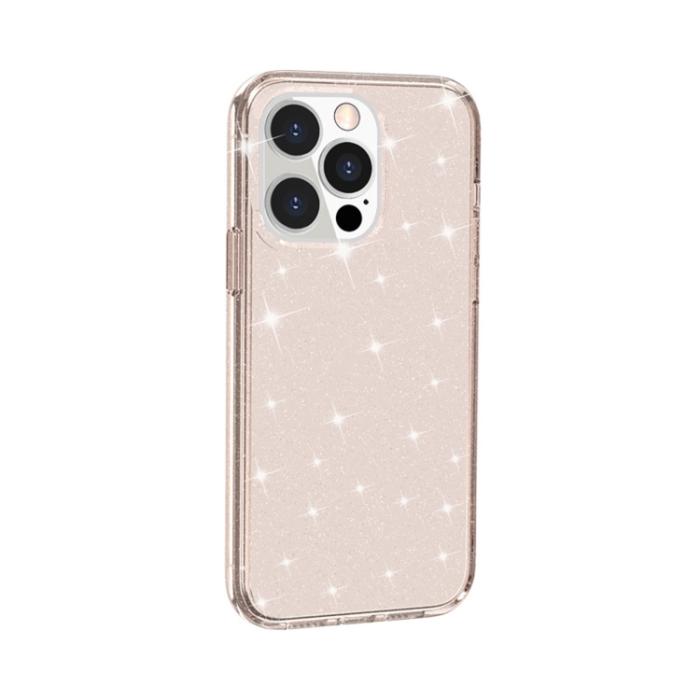 Bild 2, iPhone 14 Pro Max Skal Shockproof Glitter TPU Roséguld