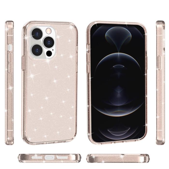 Bild 3, iPhone 14 Pro Max Skal Shockproof Glitter TPU Roséguld
