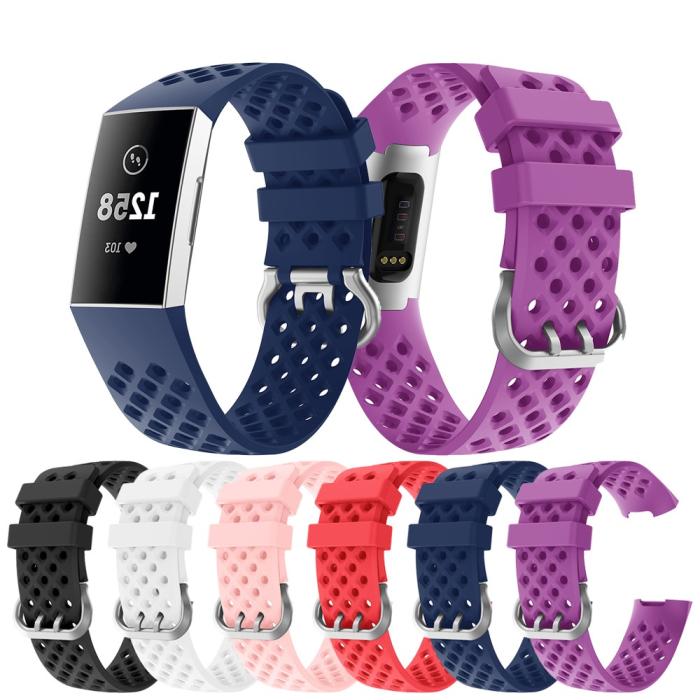 Bild 6, Silikon Armband Ihåligt Fitbit Charge 3 / 4 Svart