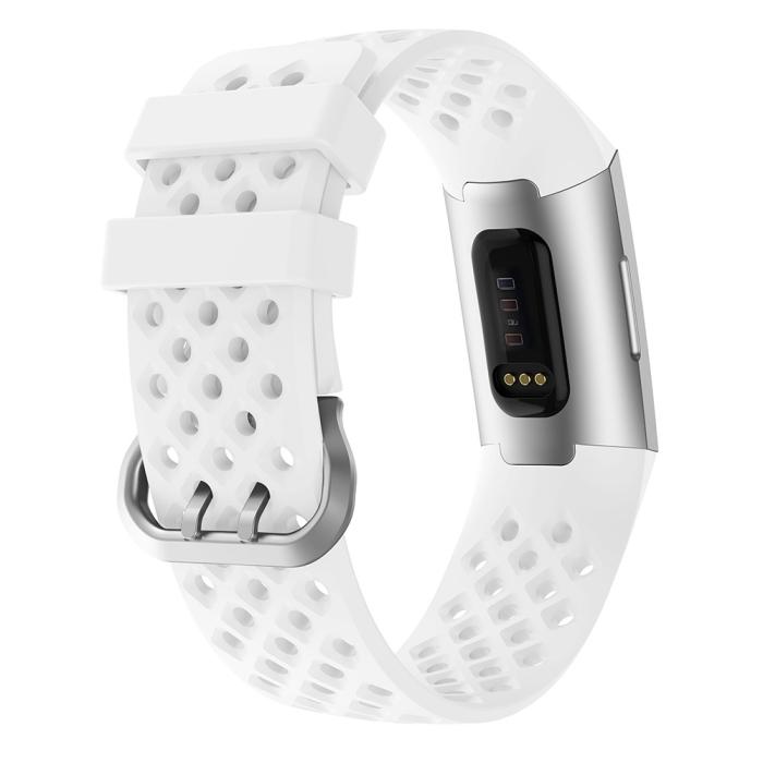 Bild 2, Silikon Armband Ihåligt Fitbit Charge 3 / 4 Vit