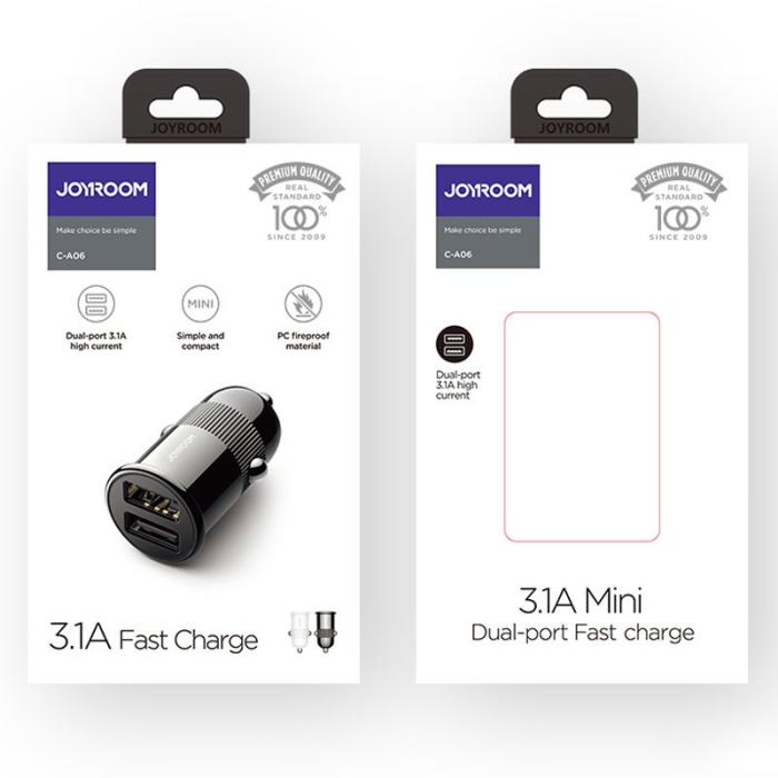 Bild 5, Joyroom 2x USB 3.1A Bil Snabbladdare - Vit