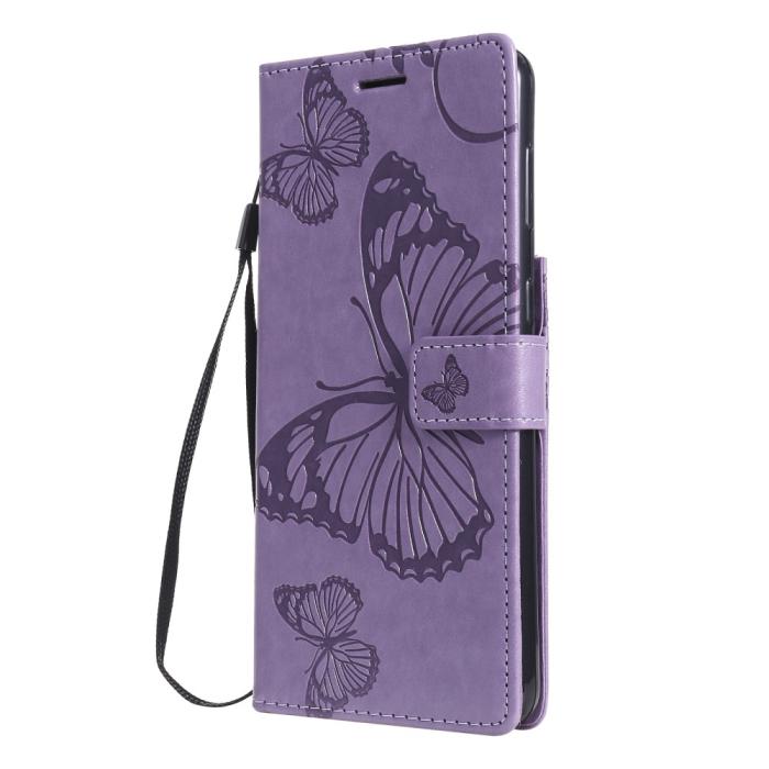 Bild 3, Samsung Galaxy S21 - Butterfly Läder Fodral - Lila