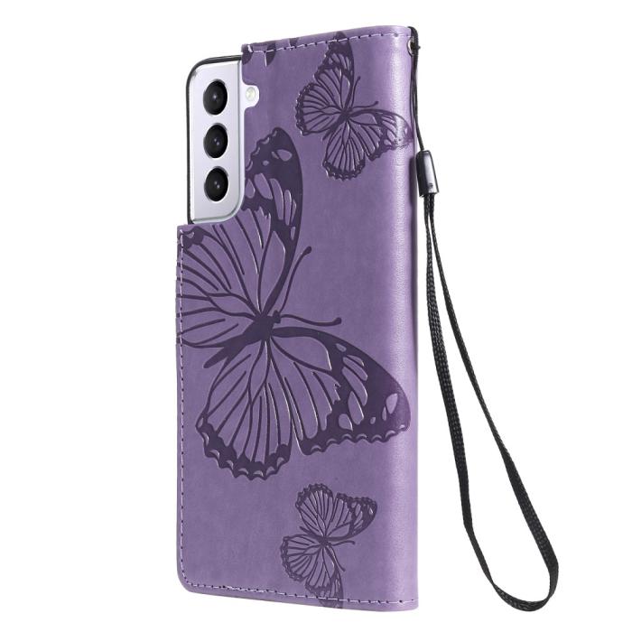 Bild 4, Samsung Galaxy S21 - Butterfly Läder Fodral - Lila