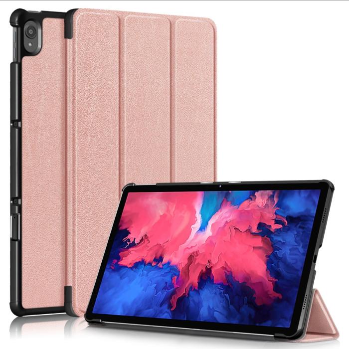 Bild 1, Lenovo Tab P11 / P11 Plus - Tri-Fold Läder Fodral - Roséguld