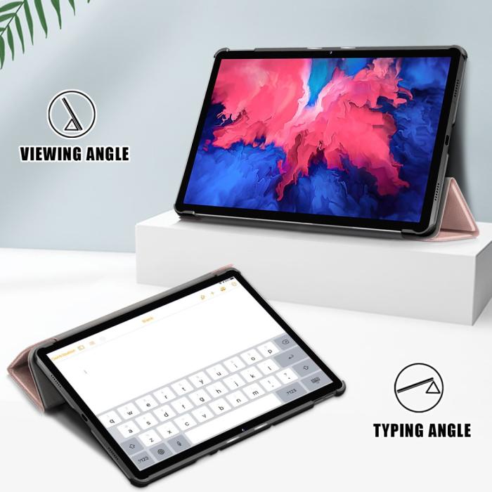 Bild 2, Lenovo Tab P11 / P11 Plus - Tri-Fold Läder Fodral - Roséguld