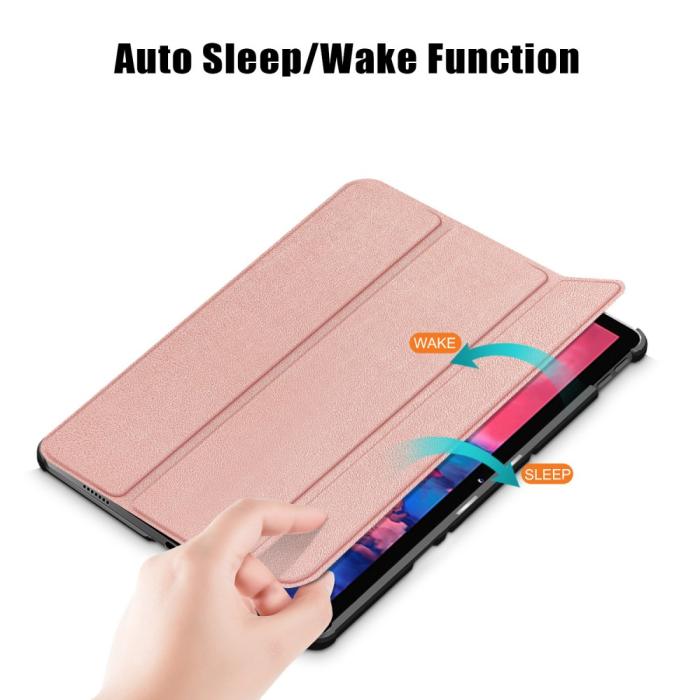 Bild 3, Lenovo Tab P11 / P11 Plus - Tri-Fold Läder Fodral - Roséguld