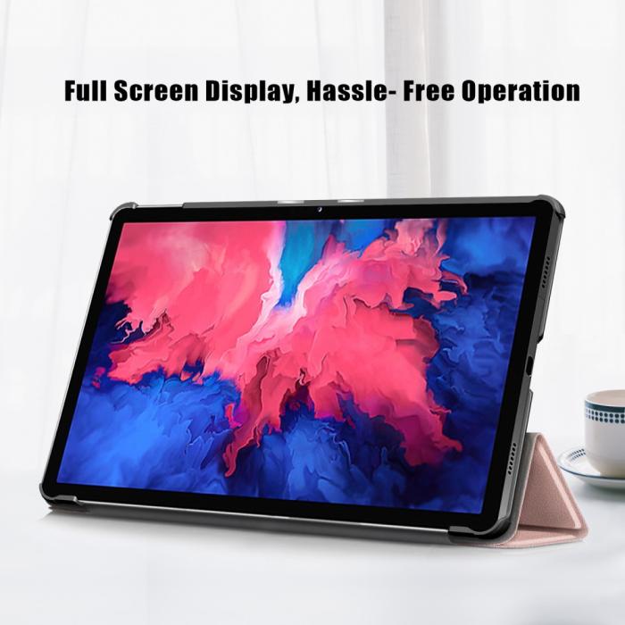 Bild 5, Lenovo Tab P11 / P11 Plus - Tri-Fold Läder Fodral - Roséguld