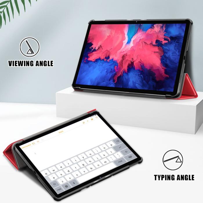 Bild 2, Lenovo Tab P11 / P11 Plus - Tri-Fold Läder Fodral - Röd