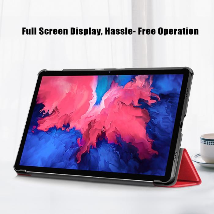 Bild 5, Lenovo Tab P11 / P11 Plus - Tri-Fold Läder Fodral - Röd