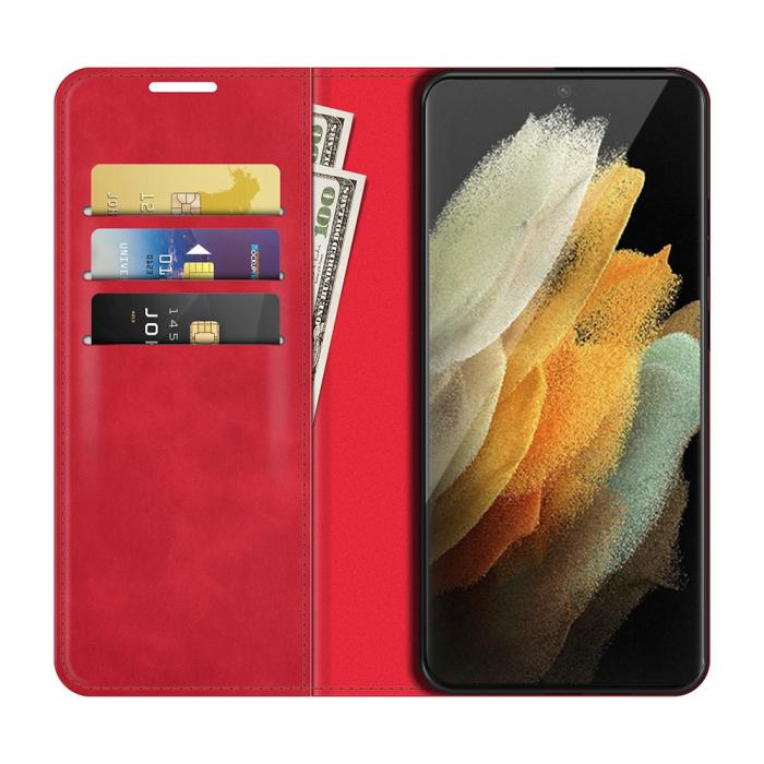 Bild 4, Samsung Galaxy S22 Ultra Fodral Flip Läder Röd