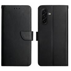 Samsung Galaxy A57 5G Fodral &Auml;kta L&auml;der Svart