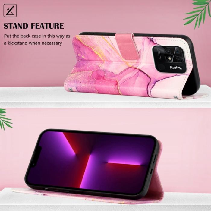 Bild 3, Xiaomi Redmi 10C Fodral Marmor Rosa/Guld