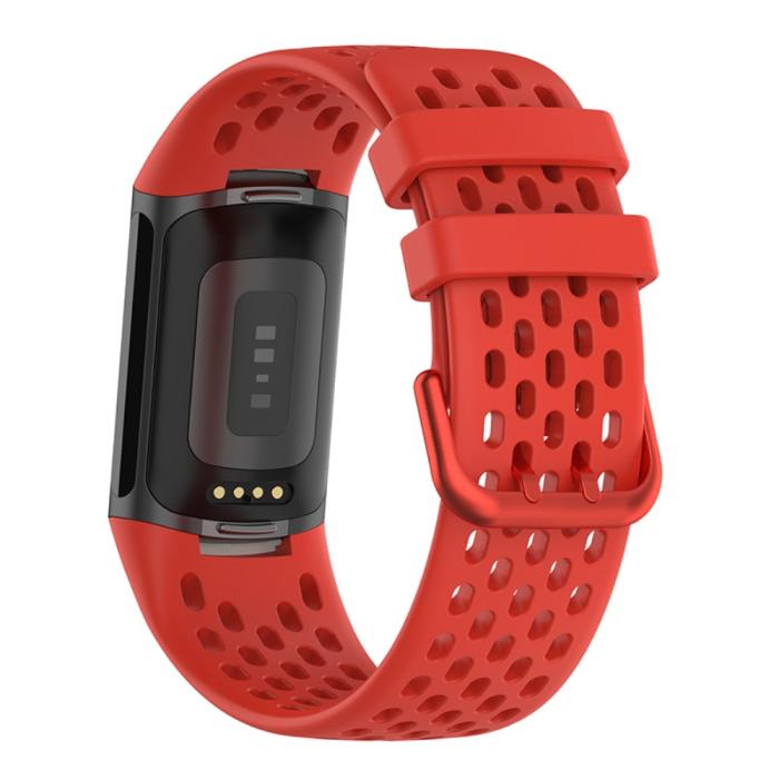 Bild 2, Fitbit Charge 6 / 5 Armband Silikon Ihåligt Röd