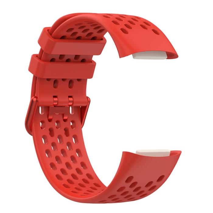 Bild 4, Fitbit Charge 6 / 5 Armband Silikon Ihåligt Röd