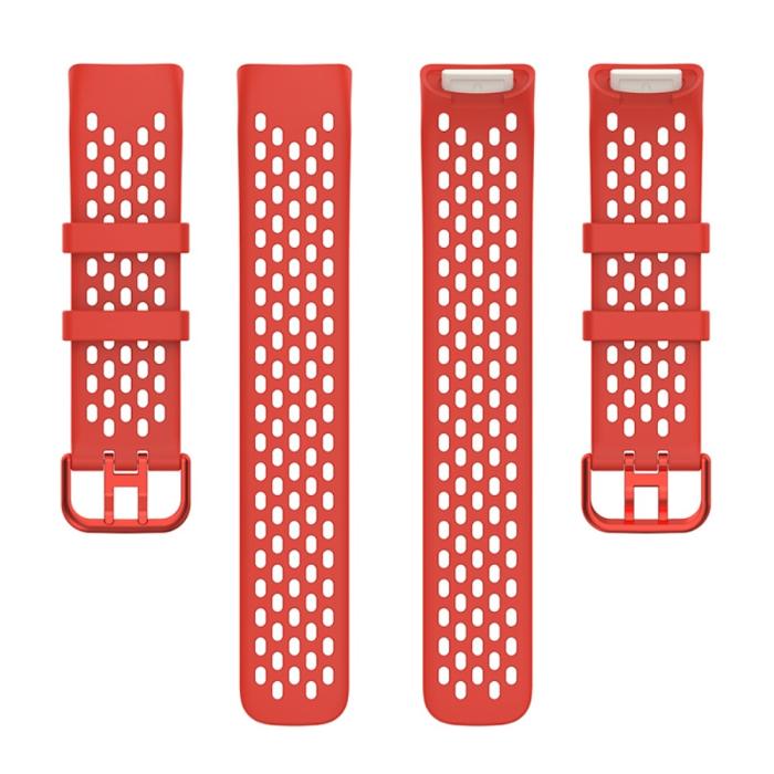 Bild 5, Fitbit Charge 6 / 5 Armband Silikon Ihåligt Röd