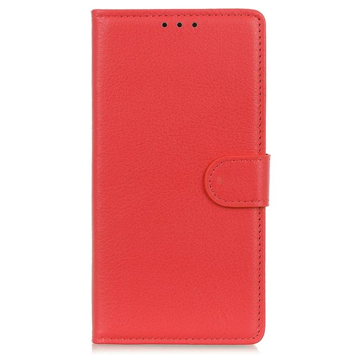 Bild 6, Motorola Edge 50 Fodral Litchi Läder Röd