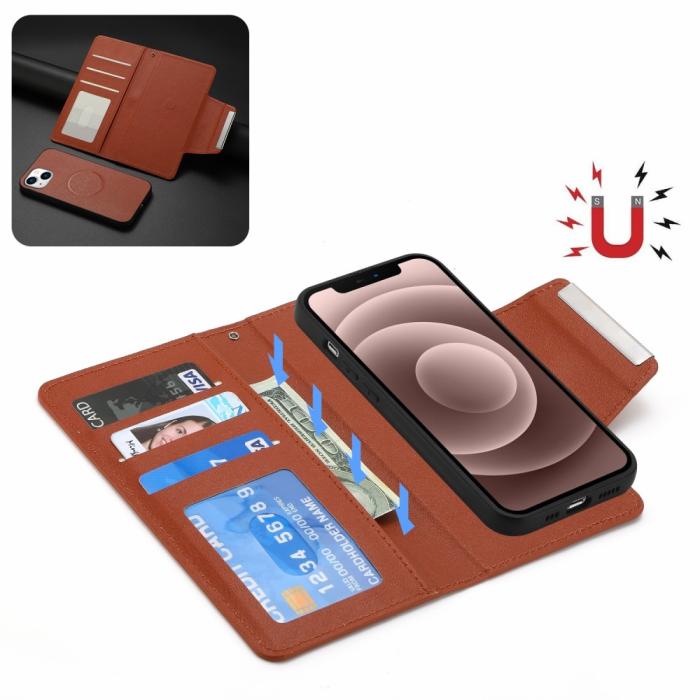 Bild 2, iPhone 15 Plus 2in1 Magnet Fodral Brun