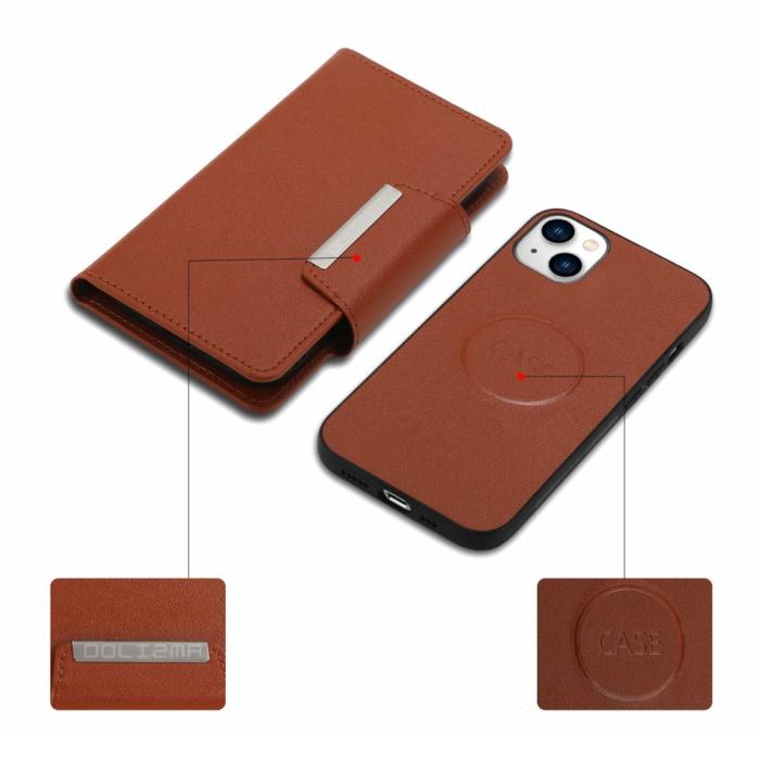 Bild 3, iPhone 15 Plus 2in1 Magnet Fodral Brun