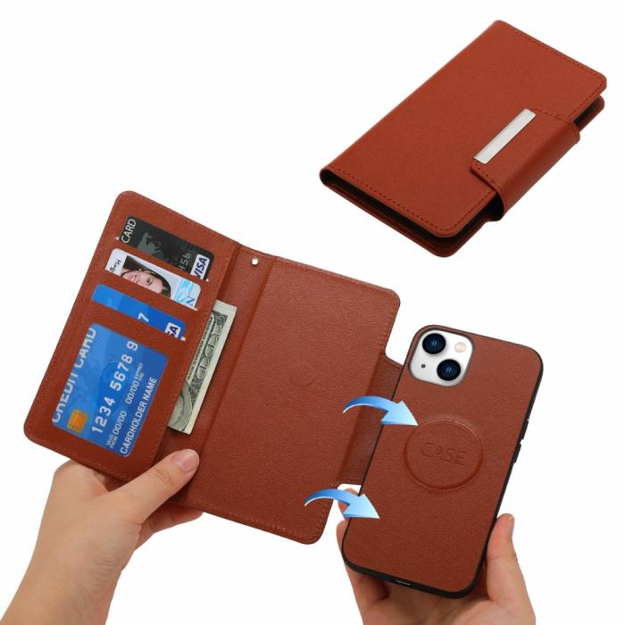 Bild 4, iPhone 15 Plus 2in1 Magnet Fodral Brun