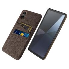 Sony Xperia 10 VII Skal Med Kortfack Tygbelagt Brun