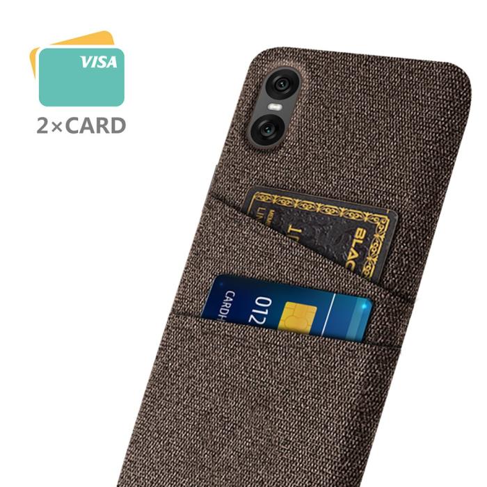 Bild 2, Sony Xperia 10 VII Skal Med Kortfack Tygbelagt Brun