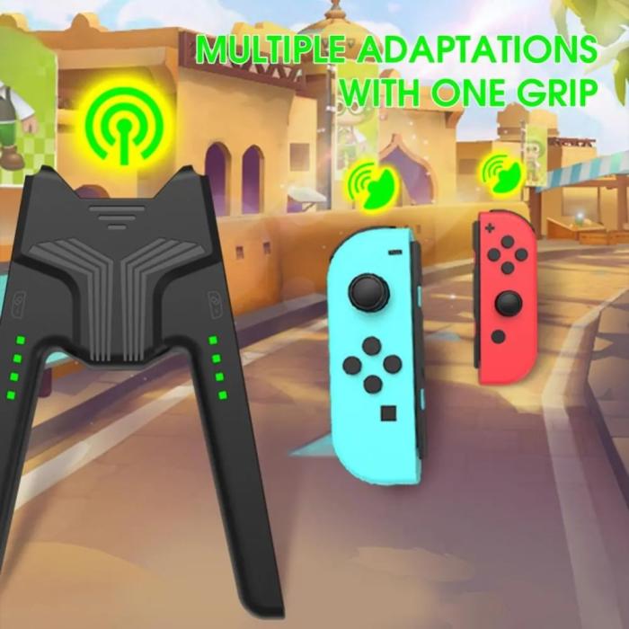 Bild 4, AOLION Nintendo Switch Joy-Con Charging Grip LED Vit