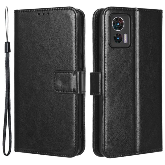 Bild 1, Motorola Edge 30 Neo 5G Fodral Crazy Horse Läder Svart
