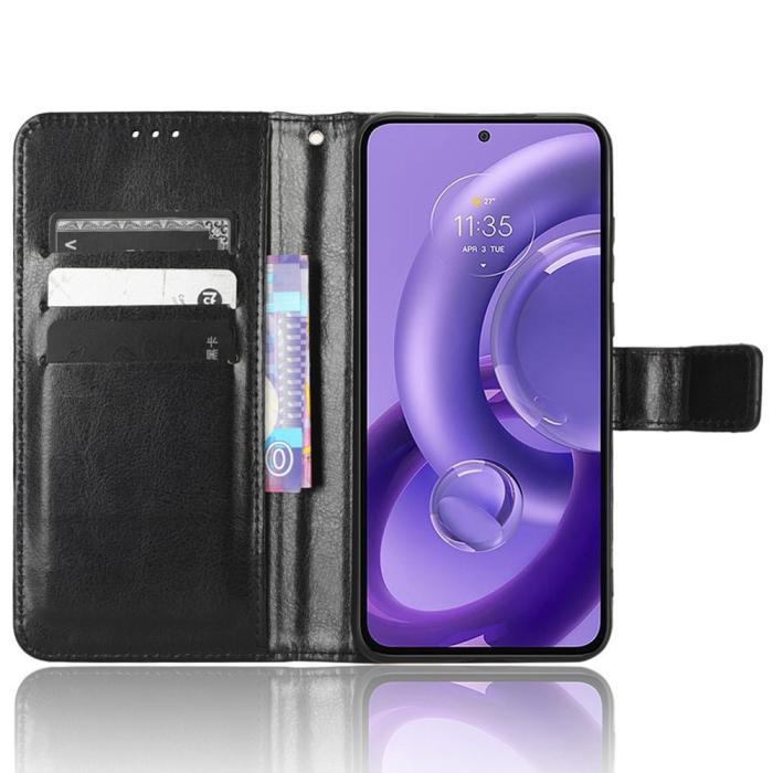 Bild 2, Motorola Edge 30 Neo 5G Fodral Crazy Horse Läder Svart