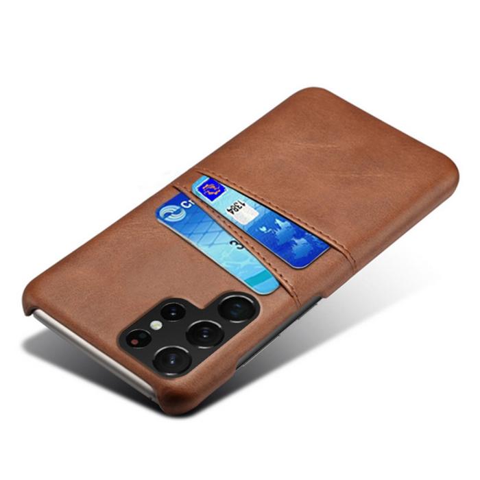 Bild 3, KSQ Samsung Galaxy S23 Ultra Skal Med 2 Kortfack Brun