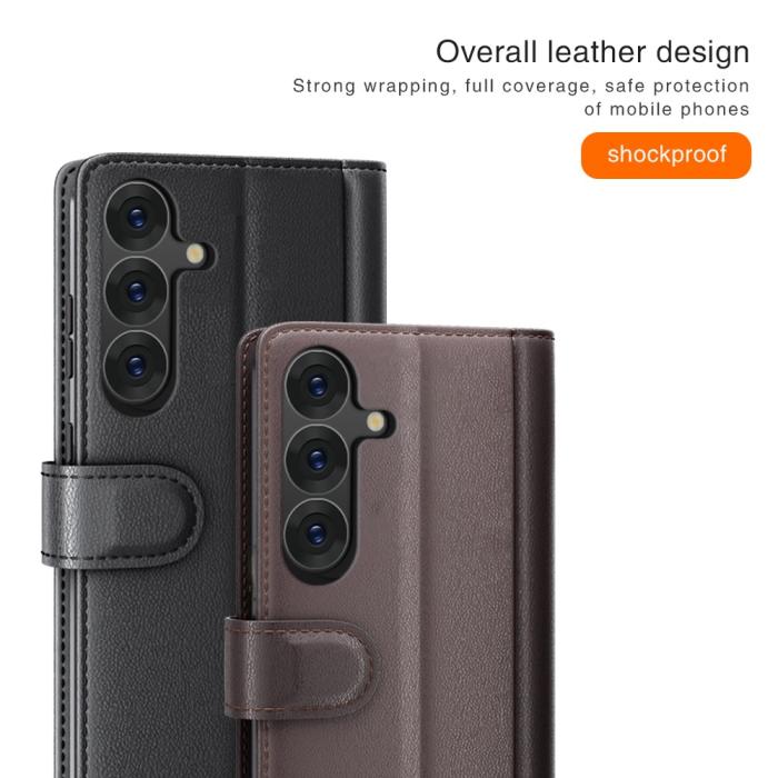 Bild 5, Samsung Galaxy S25 Plus Fodral Premium Äkta Läder Svart