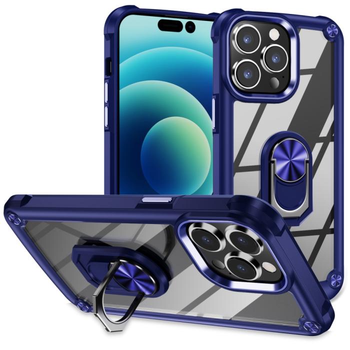 Bild 1, iPhone 15 Pro Skal Ring Shockproof Hybrid Blå