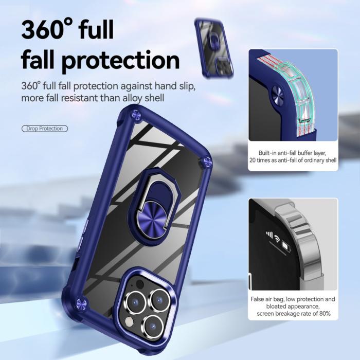 Bild 2, iPhone 15 Pro Skal Ring Shockproof Hybrid Blå