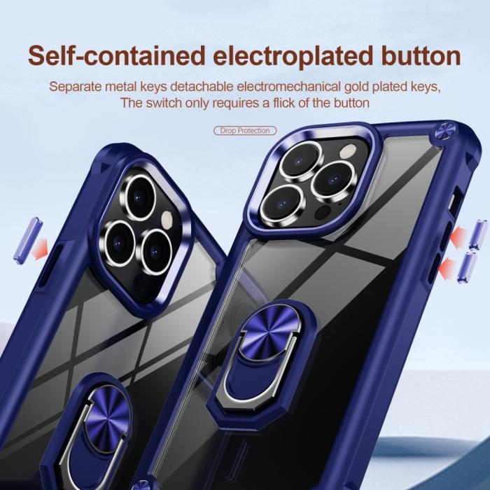 Bild 3, iPhone 15 Pro Skal Ring Shockproof Hybrid Blå