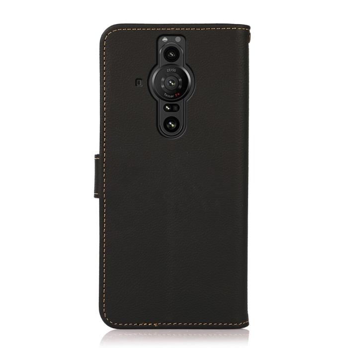Bild 3, KHAZNEH Sony Xperia Pro-I Fodral Äkta Läder Litchi Svart