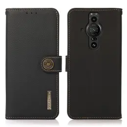 KHAZNEH Sony Xperia Pro-I Fodral Äkta Läder Litchi Svart
