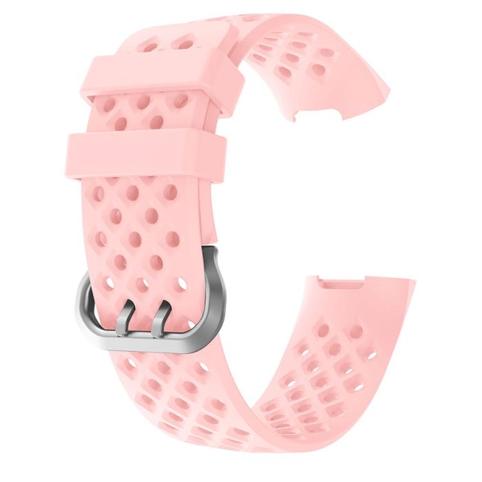 Bild 1, Silikon Armband Ihåligt Fitbit Charge 3 / 4 Ljus Rosa