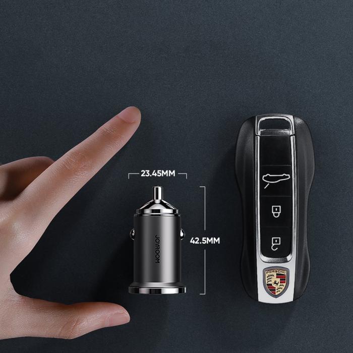 Bild 4, Joyroom Mini 45W 5A PD QC USB-C / USB Billaddare - Grå