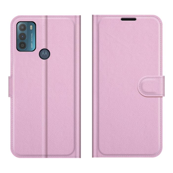 Bild 1, Motorola Moto G50 - Litchi Plånboksfodral - Ljus Rosa