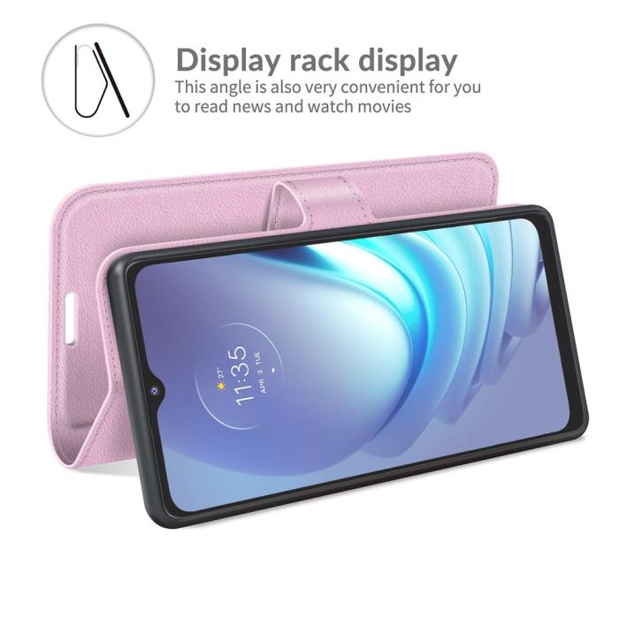 Bild 3, Motorola Moto G50 - Litchi Plånboksfodral - Ljus Rosa