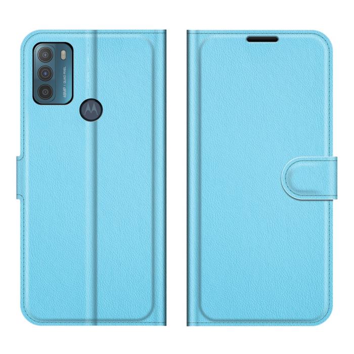 Bild 1, Motorola Moto G50 - Litchi Plånboksfodral - Blå