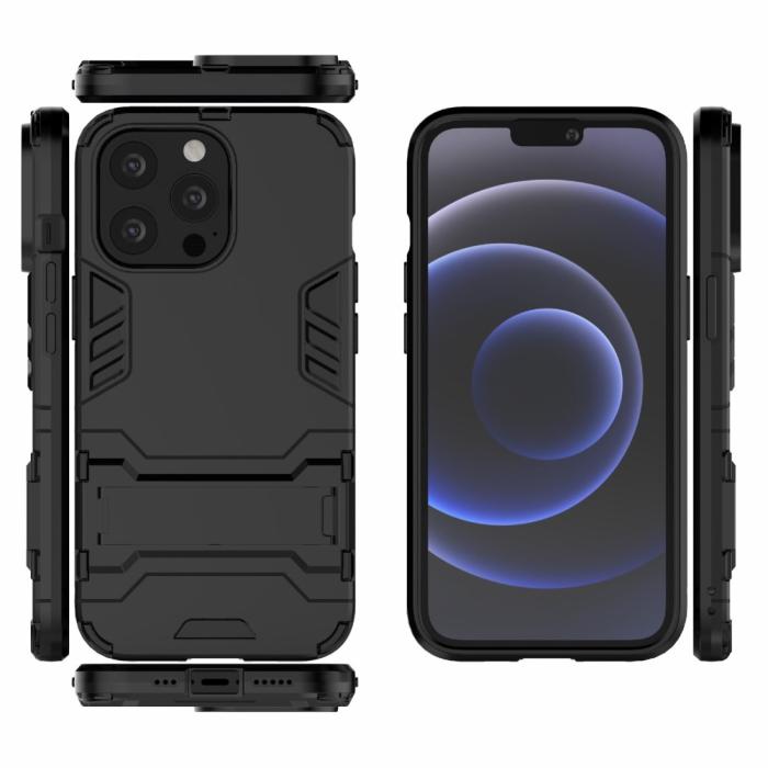 Bild 6, iPhone 13 Pro - Armor Hybrid Skal Kickstand - Svart
