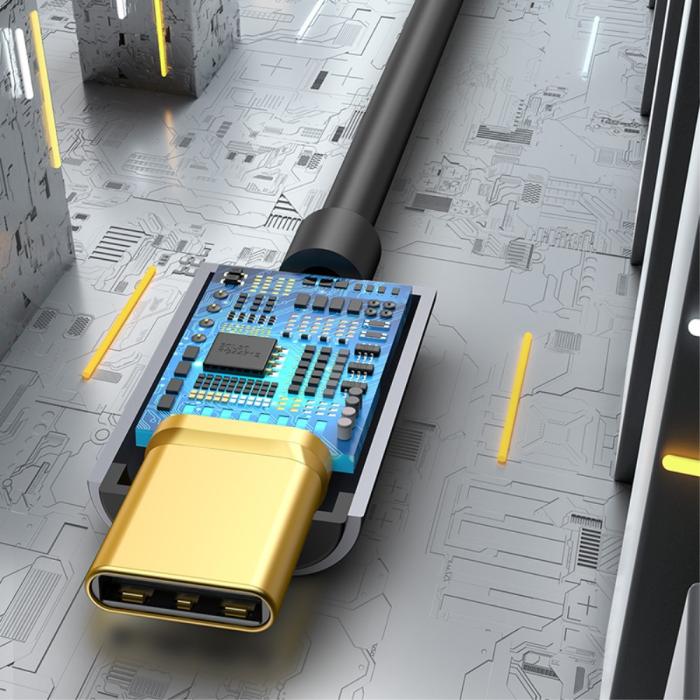 Bild 2, BASEUS USB-C till 3.5mm AUX Adapter, DAC Mörk Grå