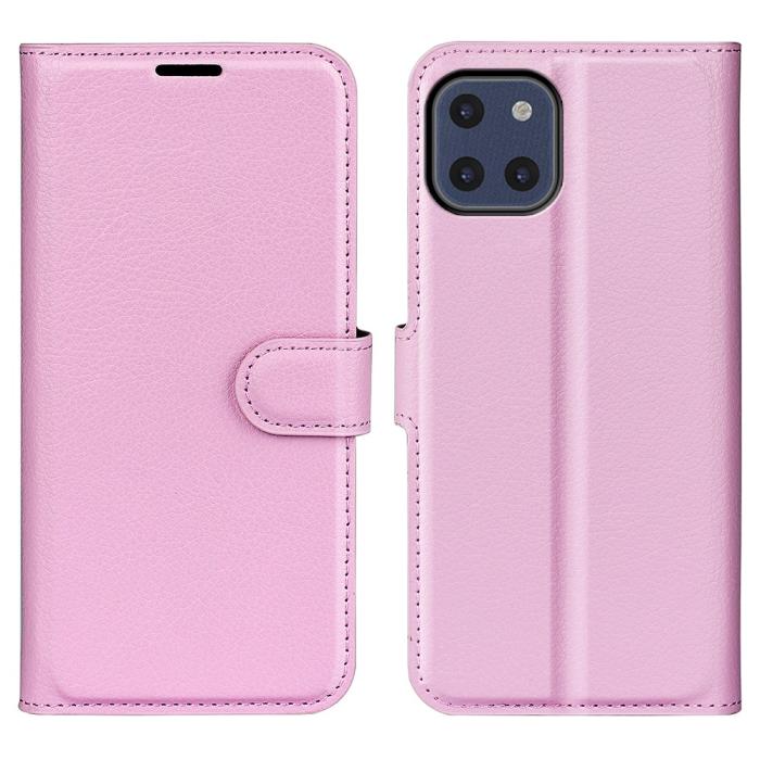 Bild 1, Samsung Galaxy A03 Fodral Litchi Läder Ljus Rosa